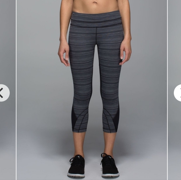 Lululemon Run Inspire Crop Leggings Cyber Stripe Deep Coal Black size 6 - Picture 3 of 16